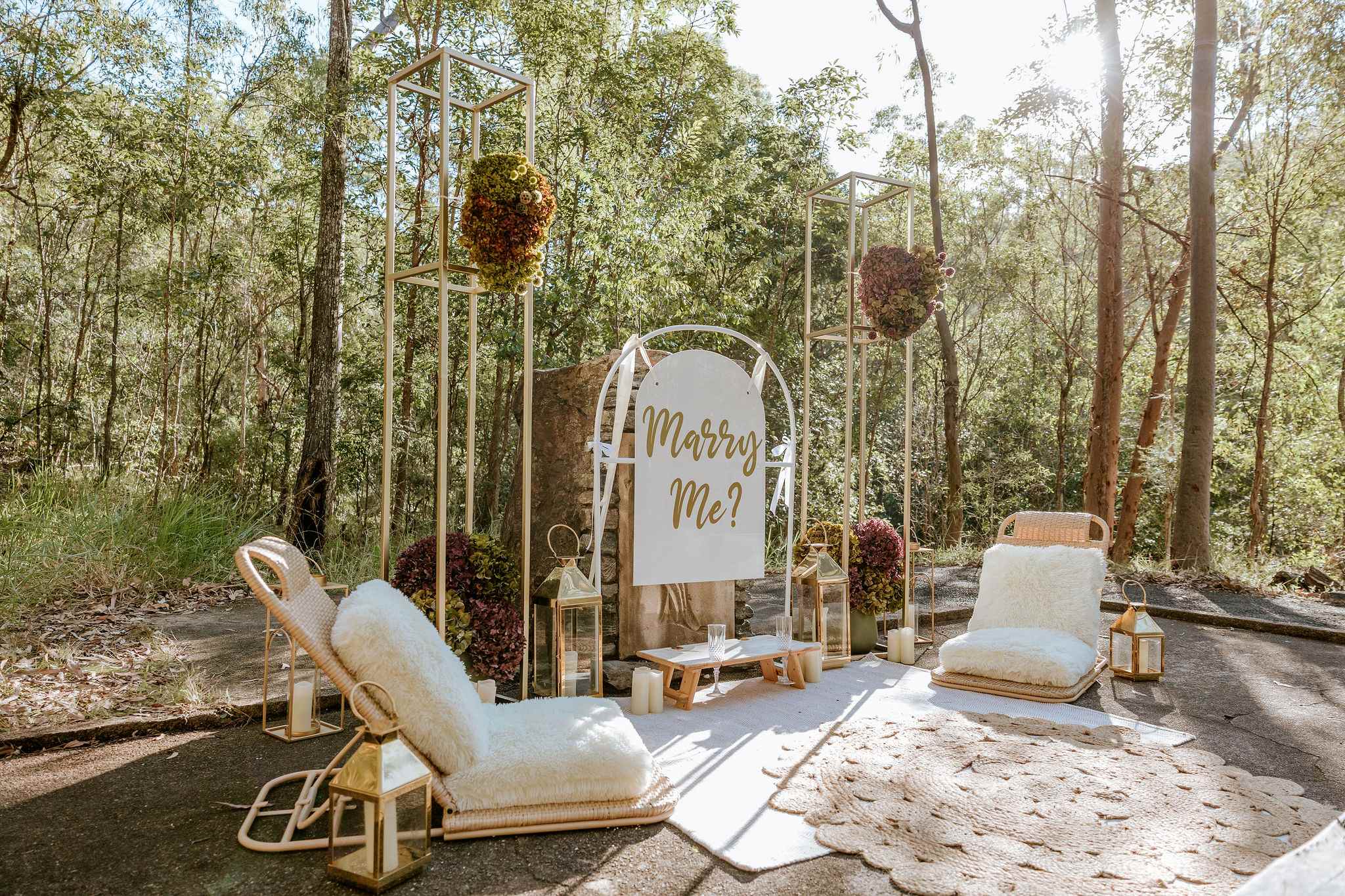 rainforest proposal picnic setting